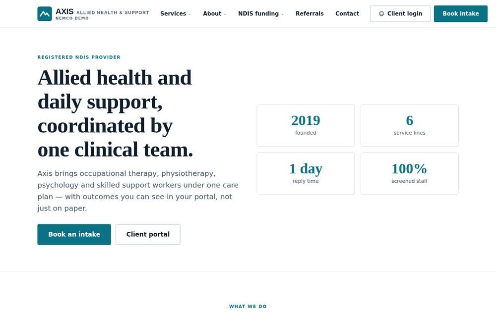 Axis Allied Health & Support — Demo NDIS 2